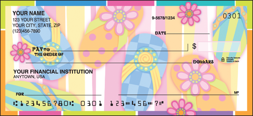 Feel the warmth of the sun all year long with this bright and fun summer collection.  Coordinating return address labels available. We are now offering Sunny Days Checks. Also enjoy a wide selection of more Cute Personal Checks.