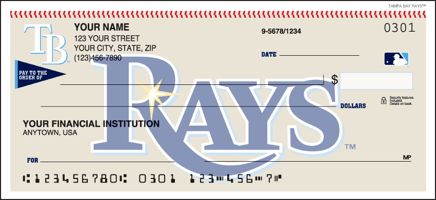 Tampa Bay Rays MLB Personal Checks - 1 Box - Duplicates