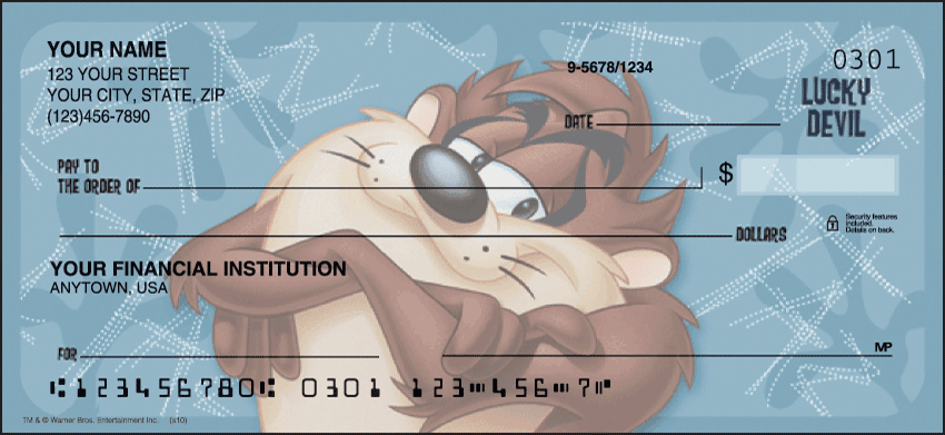 Taz Cartoon Personal Checks - 1 Box - Singles