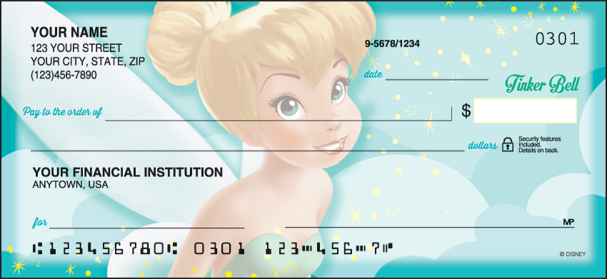 Tinker Bell Disney Personal Checks - 1 Box - Singles