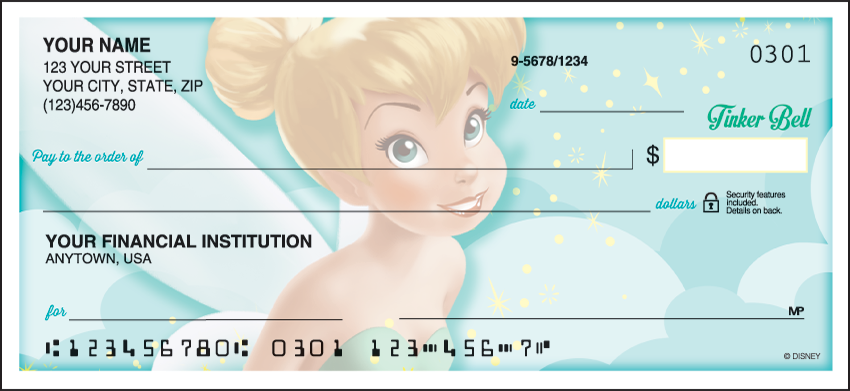 Tinker Bell Disney Personal Checks - 1 Box - Singles