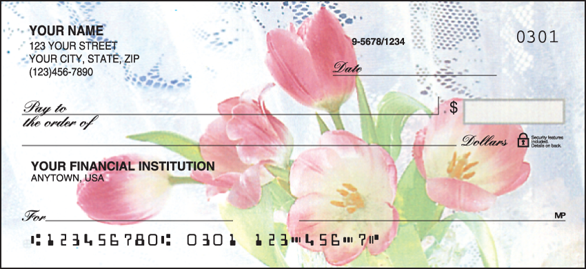 Tulip Whispers Flower Personal Checks - 1 Box - Duplicates