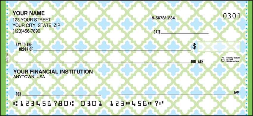 Twisted Pattern Personal Checks - 1 Box - Duplicates