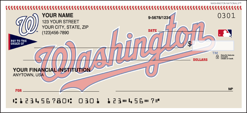 Washington Nationals MLB Personal Checks - 1 Box - Singles