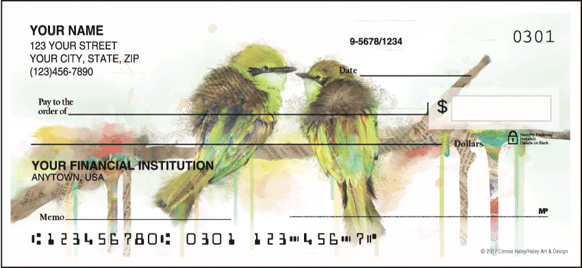 Watercolor Birds Animal Personal Checks - 1 Box - Duplicates