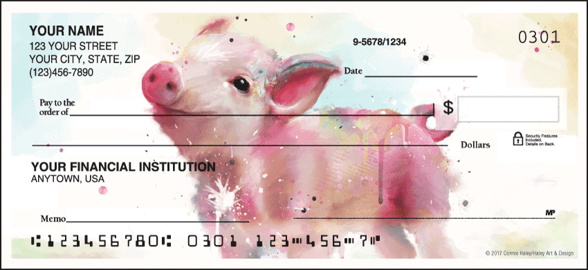 Watercolor Farm Animal Personal Checks - 1 Box - Singles