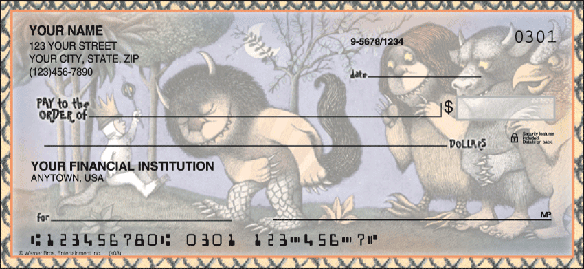 Where the Wild Things Are Cartoon Personal Checks - 1 Box - Singles