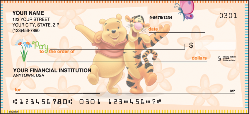 Winnie the Pooh Disney Personal Checks - 1 Box - Duplicates